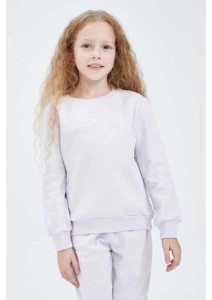 Kız Çocuk Regular Fit Bisiklet Yaka İçi Yumuşak Tüylü Sweatshirt U6470A621AU