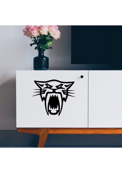 Ağzı Açık Dişleri Gözüken Kaplan Sticker Yapıştırma 25 cm - Kırmızı fiyatları