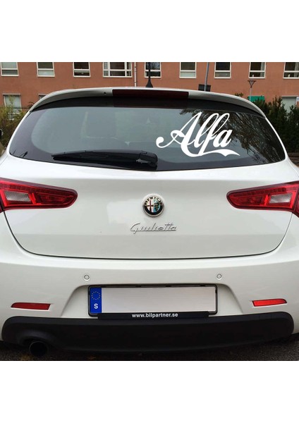 Araba Markası Alfa Romeo Logosu Sticker Yapıştırma 25 cm - Beyaz
