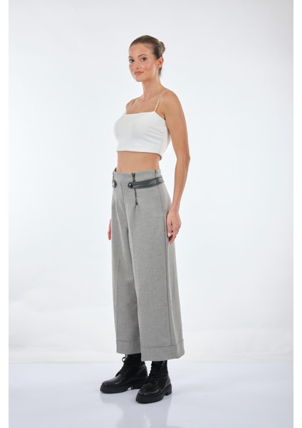 Minimalist Midi Geniş Paça Kadın Pantolon - 2025 Trendi fırsatları