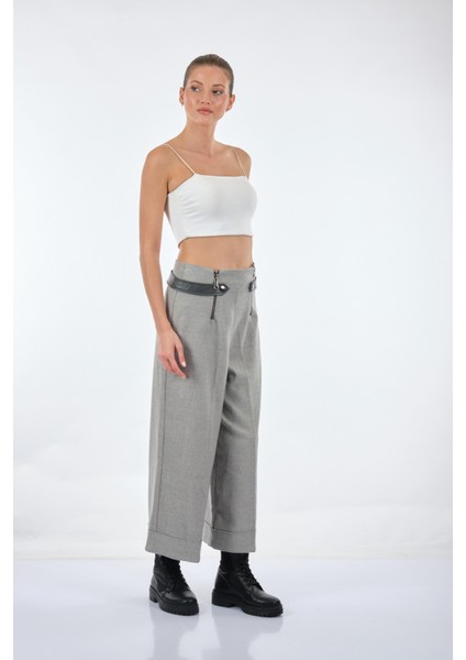 Minimalist Midi Geniş Paça Kadın Pantolon - 2025 Trendi indirimleri