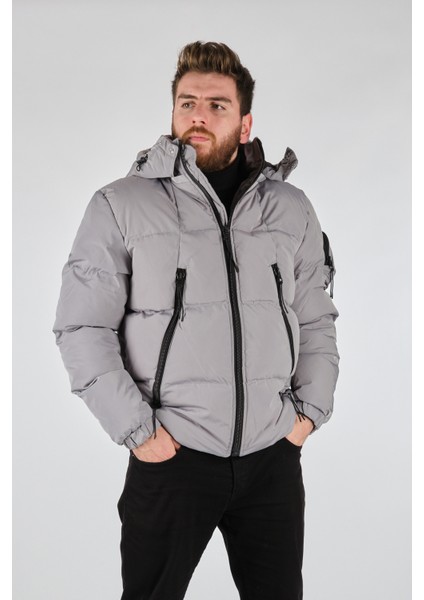 Erkek Oversize Kapüşonlu Kışlık Mont - Minimalist Tasarım