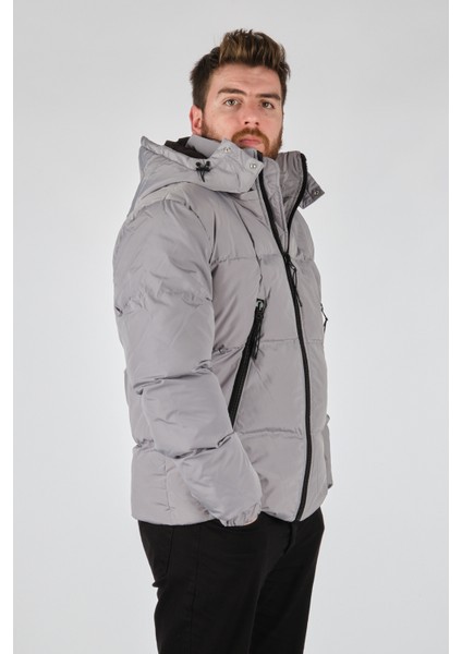 Erkek Oversize Kapüşonlu Kışlık Mont - Minimalist Tasarım