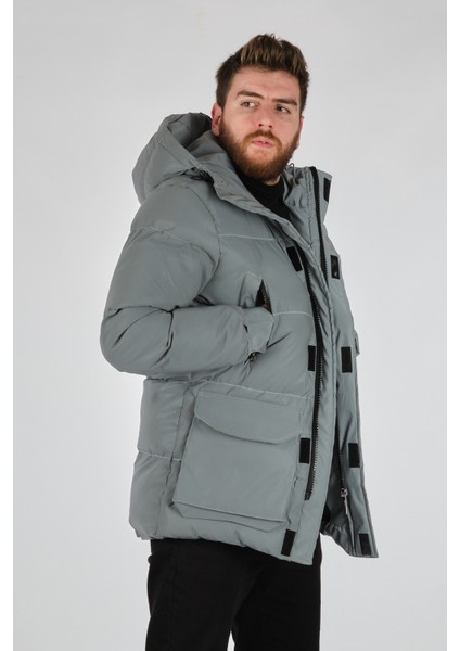 Erkek Oversize Kapüşonlu Kışlık Mont - Minimalist fiyatları