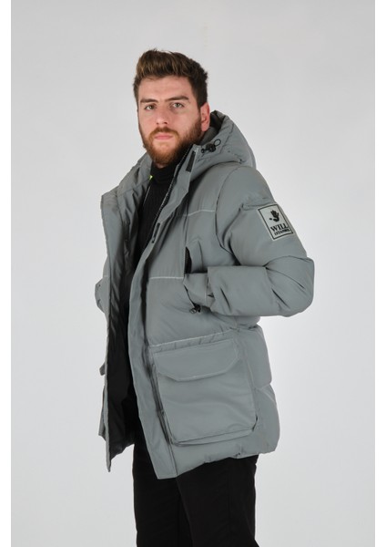 Erkek Oversize Kapüşonlu Kışlık Mont - Minimalist modelleri