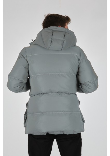 Erkek Oversize Kapüşonlu Kışlık Mont - Minimalist fırsatları