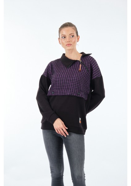 Oversize Yaka Detaylı Kadın Sweatshirt - Minimalist Trend