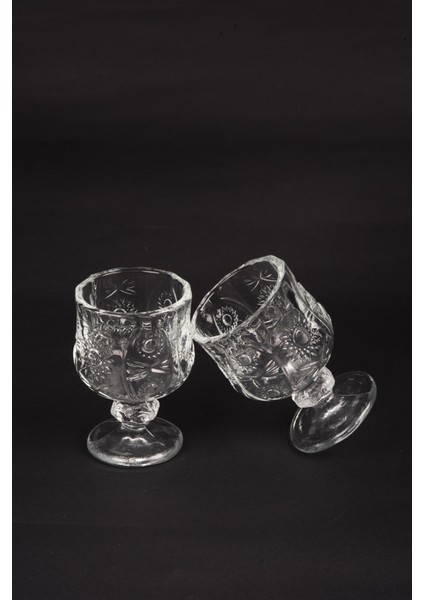 Ayaklı Kahve Yanı Bardağı Kristal Kesim Shot Bardak 7cm x 4 cm 6 Lı Set