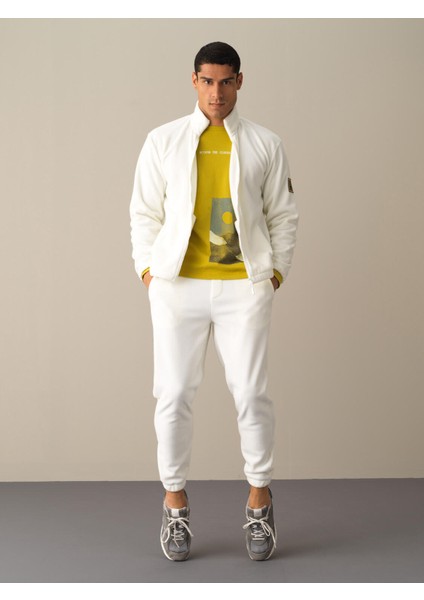 Erkek Beyaz Regular Fit Polar Sweatmont