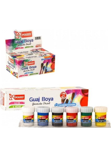 Guaj Boya 6 Renk x 15 ml 1 Paket Guaj Boyası Seti 6 Lı