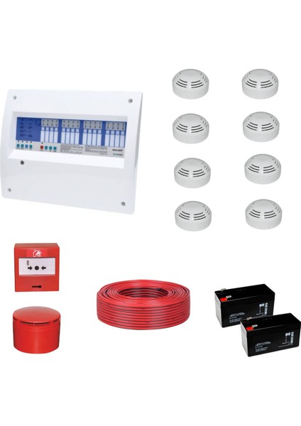 8 Bölgeli Konvensiyonel Sertifikalı Yangın Alarm Seti
