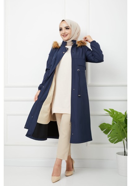 Lacivert Içi Kürklü ve Su Geçirmez Kadın Kışlık Mont & Kaban fiyatları