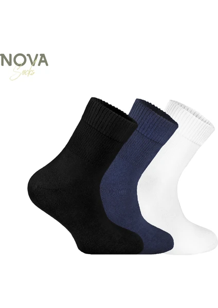 Nova Socks Kadın 3'lü Bambu Lastiksiz Sıkmayan ik Bilek Çorap /  Çorabı