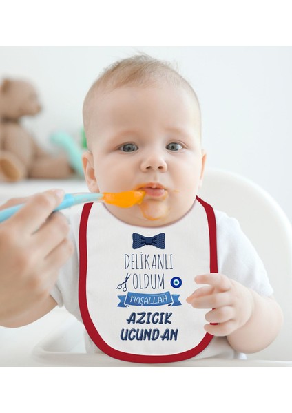 Kids Sünnet Tasarımlı 2’li Kırmızı Mama Önlüğü-3 modelleri