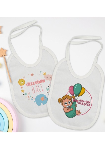 Kids Tiize Tasarımlı 2’li Beyaz Mama Önlüğü-1