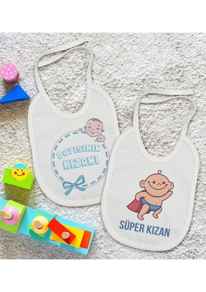 Kids Dayısının Kızanı ve Süper Kızan Tasarımlı 2’li Beyaz Mama Önlüğü-1 fiyatları