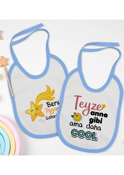 Kids Teyze Tasarımlı 2’li Mavi Mama Önlüğü-1