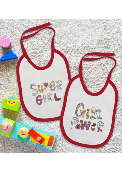 Kids Girl Tasarımlı 2’li Kırmızı Mama Önlüğü-1 fiyatları