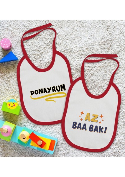Kids Az Baa Bak ve Donayrum Tasarımlı 2’li Kırmızı Mama Önlüğü-1 fiyatları