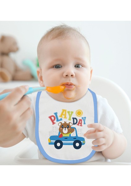 Kids Play Time ve Play Day Tasarımlı 2’li Mavi Mama Önlüğü-1 modelleri