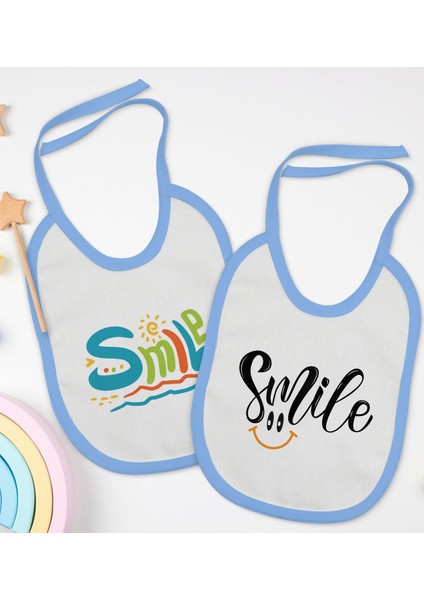 Kids Smile Tasarımlı 2’li Mavi Mama Önlüğü-1
