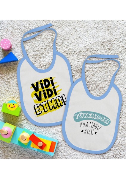 Kids Vidi Vidi Etma ve Tukendum Tasarımlı 2’li Mavi Mama Önlüğü-1 fiyatları