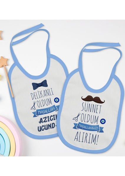 Kids Sünnet Tasarımlı 2’li Mavi Mama Önlüğü-3