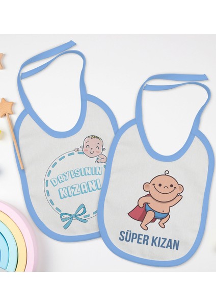 Kids Dayısının Kızanı ve Süper Kızan Tasarımlı 2’li Mavi Mama Önlüğü-1