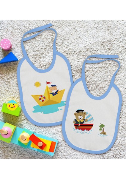 Kids Sevimli Kaptan Tasarımlı 2’li Mavi Mama Önlüğü-1 fiyatları