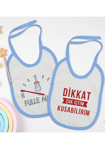 Kids Fulle Aganı ve Kusabilirim Tasarımlı 2’li Mavi Mama Önlüğü-1