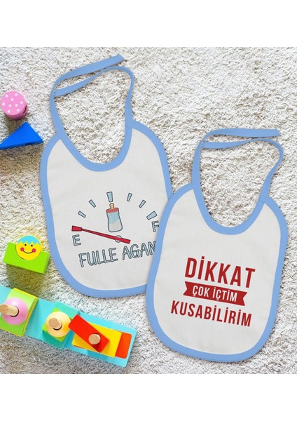 Kids Fulle Aganı ve Kusabilirim Tasarımlı 2’li Mavi Mama Önlüğü-1 fiyatları