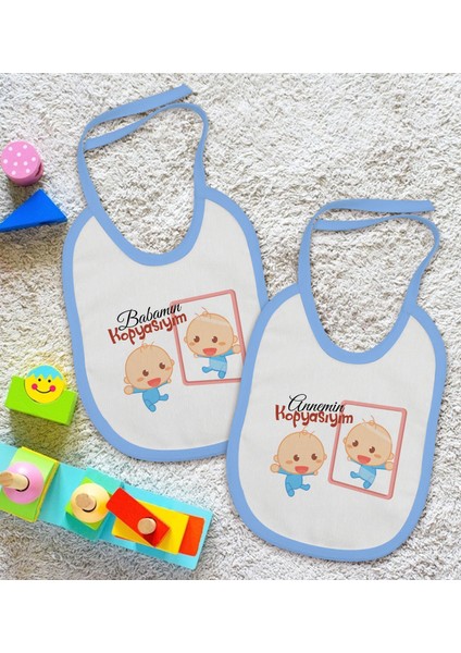 Kids Anne ve Baba Tasarımlı 2’li Mavi Mama Önlüğü-2 fiyatları