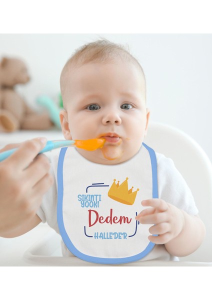 Kids Dedem Halleder Tasarımlı 2’li Mavi Mama Önlüğü-1 modelleri