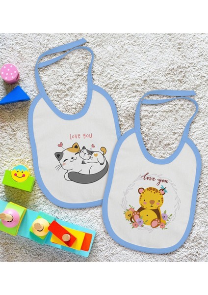 Kids I Love You Tasarımlı 2’li Mavi Mama Önlüğü-1 fiyatları