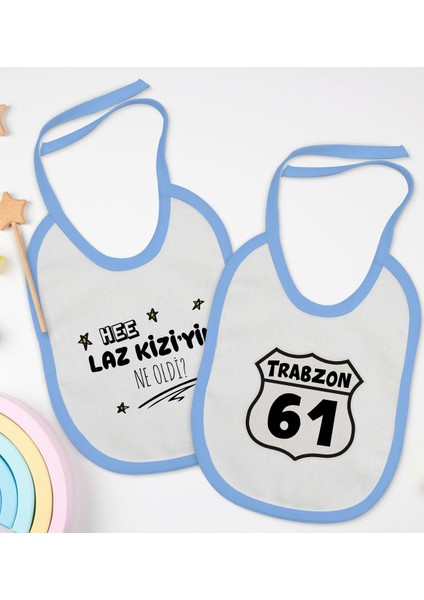Kids Laz Kızı ve Trabzon Tasarımlı 2’li Mavi Mama Önlüğü-1
