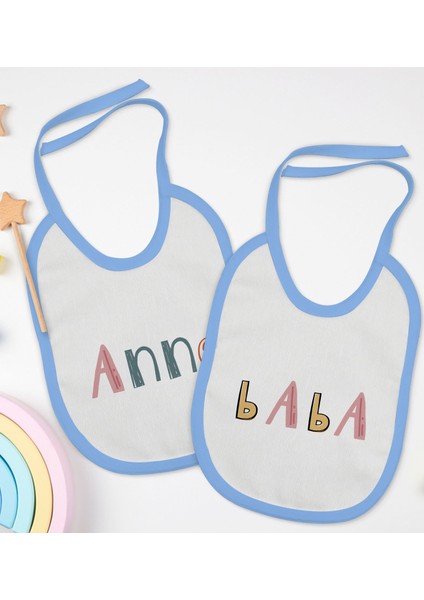 Kids Anne ve Baba Tasarımlı 2’li Mavi Mama Önlüğü-1