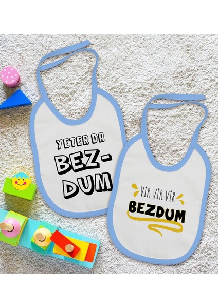 Kids Bezdum Tasarımlı 2’li Mavi Mama Önlüğü-1 fiyatları