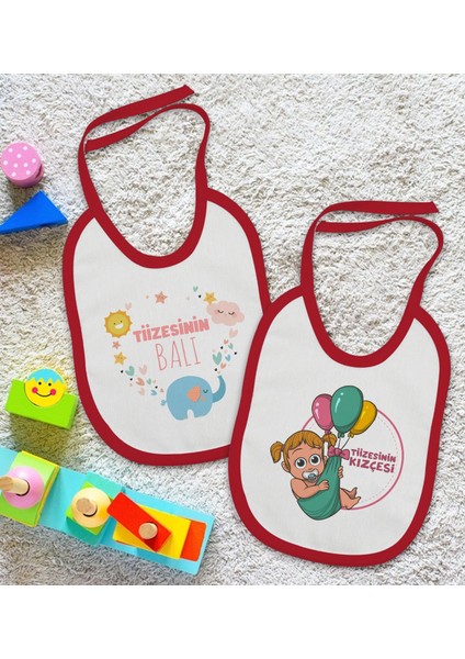 Kids Tiize Tasarımlı 2’li Kırmızı Mama Önlüğü-1 fiyatları
