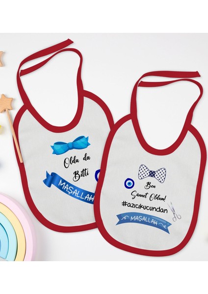 Kids Sünnet Tasarımlı 2’li Kırmızı Mama Önlüğü-1