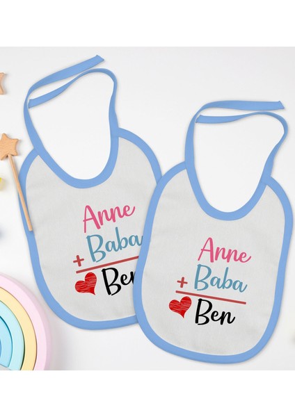 Kids Annem Babam Ben Tasarımlı 2’li Mavi Mama Önlüğü-1