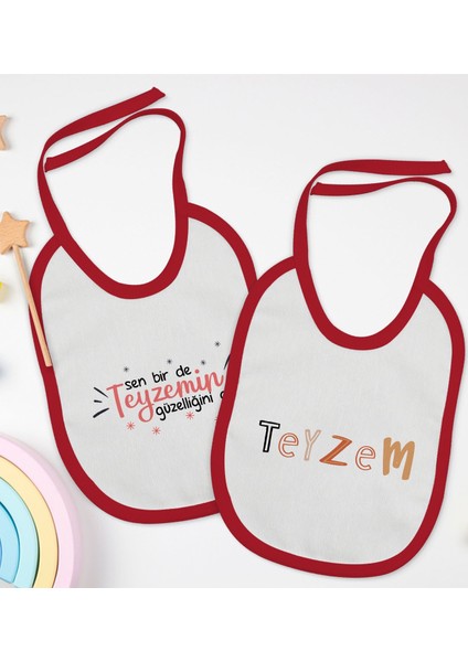 Kids Teyze Tasarımlı 2’li Kırmızı Mama Önlüğü-3