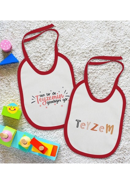 Kids Teyze Tasarımlı 2’li Kırmızı Mama Önlüğü-3 fiyatları