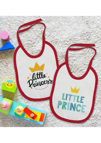 Kids Prince ve Princess Tasarımlı 2’li Kırmızı Mama Önlüğü-1 fiyatları