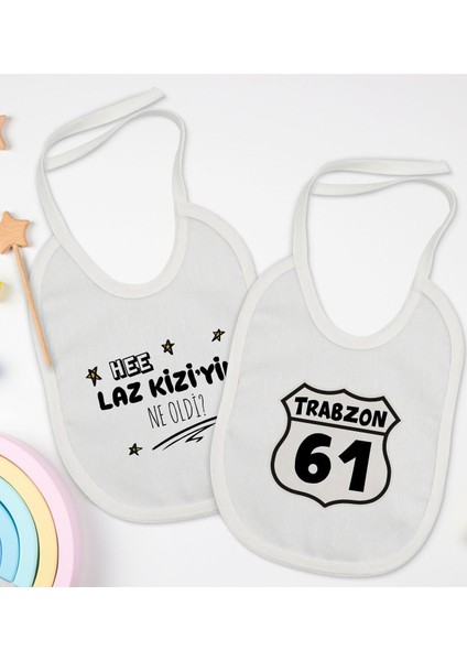 Kids Laz Kızı ve Trabzon Tasarımlı 2’li Beyaz Mama Önlüğü-1