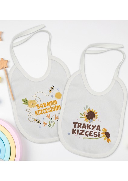Kids Kızçe Tasarımlı 2’li Beyaz Mama Önlüğü-1