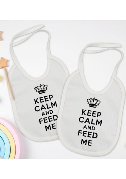 Kids Keep Calm Tasarımlı 2’li Beyaz Mama Önlüğü-1