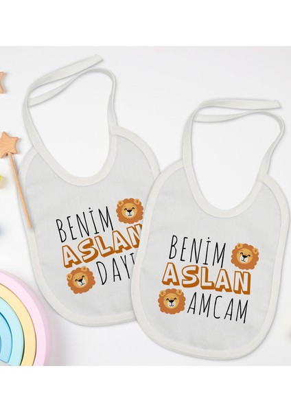 Kids Dayı ve Amca Tasarımlı 2’li Beyaz Mama Önlüğü-1