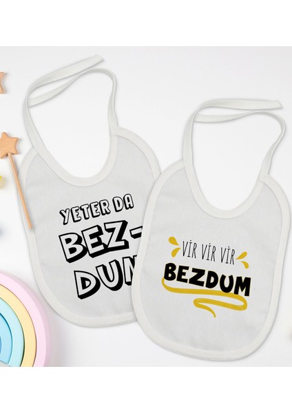 Kids Bezdum Tasarımlı 2’li Beyaz Mama Önlüğü-1