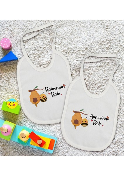 Kids Annesinin ve Babasının Balı Tasarımlı 2’li Beyaz Mama Önlüğü-1 fiyatları
