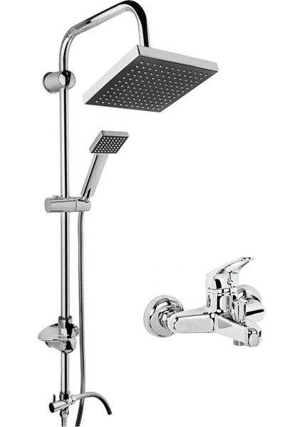 Beyazsu Siyah Kare Duş Robotu Tepe Yağmurlama Duş Seti Aç Kapa Banyo Bataryası